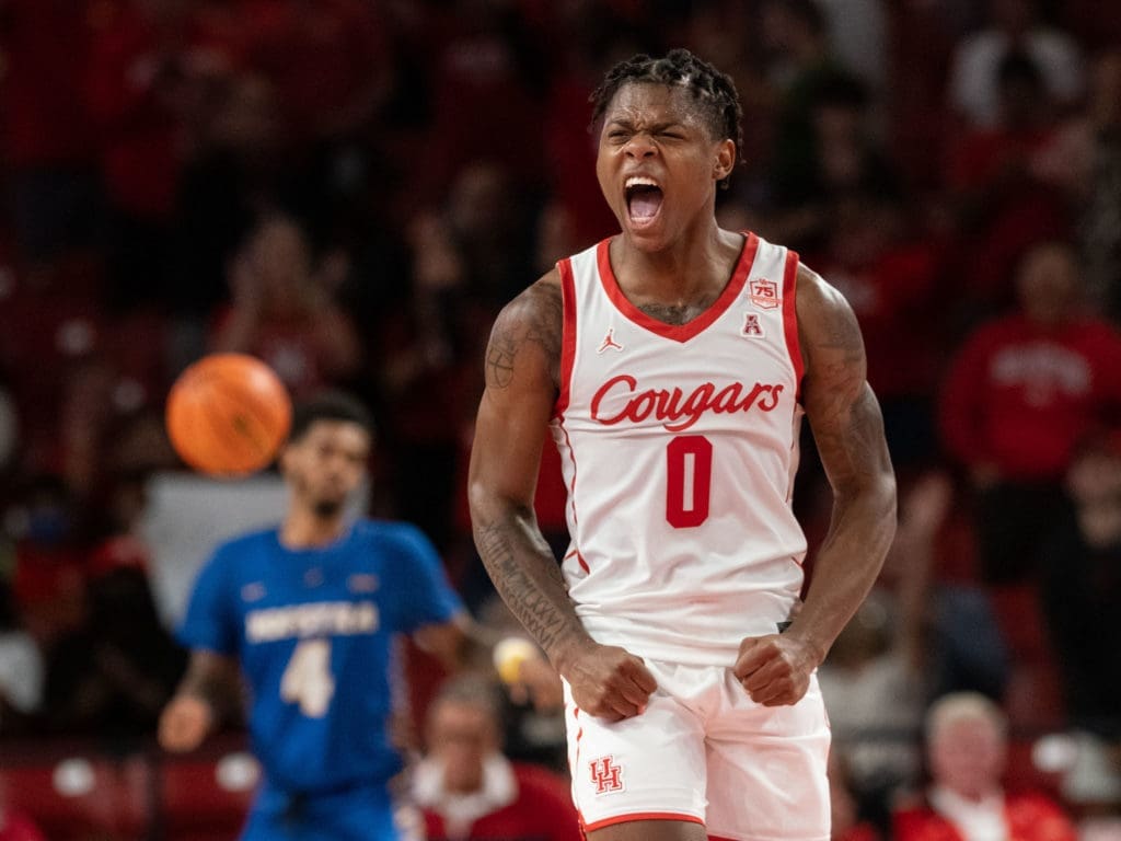Marcus Sasser brings plenty of fire to UH basketball. (Photo by F. Carter Smith)