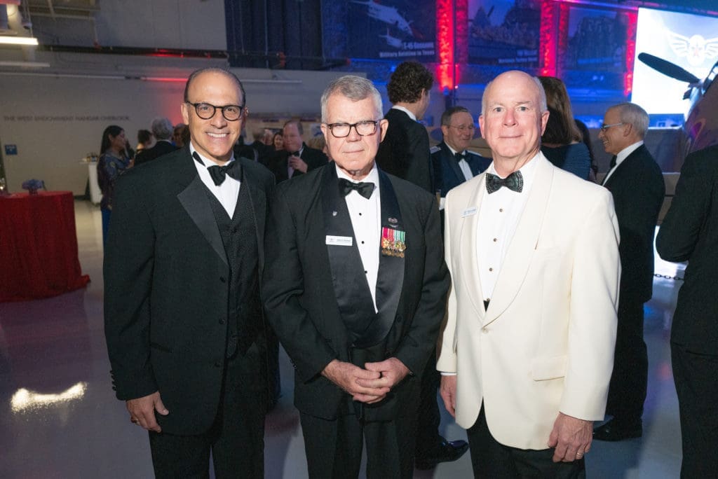Christopher Cokinos, Dr. Rob Parrish, Steve Biegel at the Lone Star Flight Museum Gala honoring Oscar Wyatt. (Photo by Daniel Ortiz)