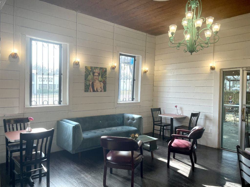 Warm woods, white washed ship lap and pops of color at Casa Azul. (Photo by Courtney Dabney)