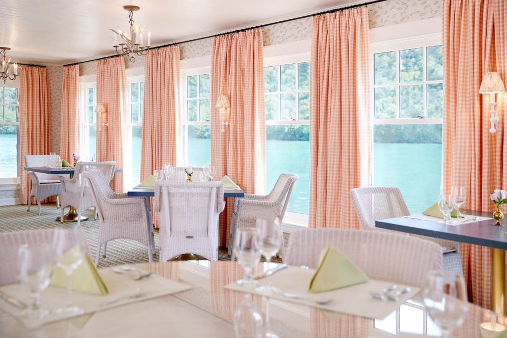 You'll dine (and wine, if you like) on fabulous fare by chef Stéphane Beaucamp in the pretty dining room. (Photo by Photos by Lake Austin Spa Resort)
