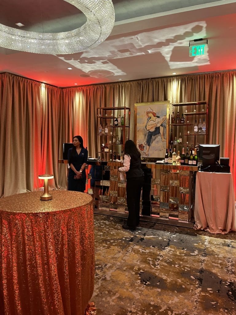 A bar set up at the Café Post Oak in billionaire Tilman Fertitta's Post Oak Hotel.