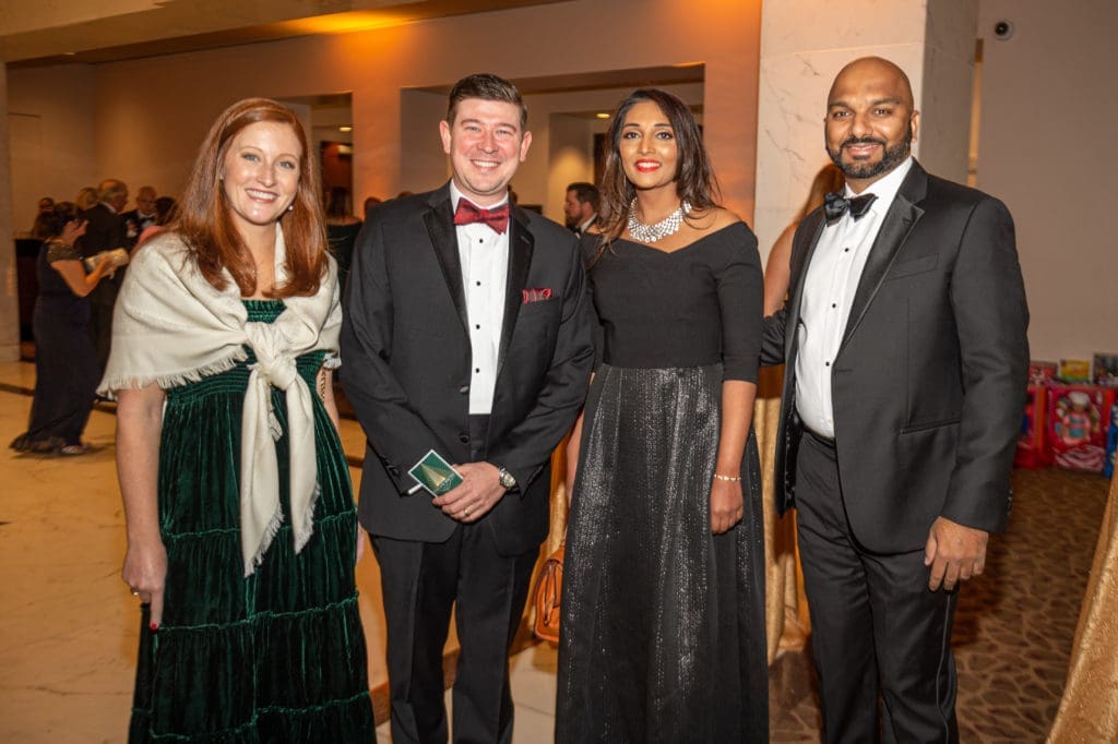 Katie Muras, Billy Arnold, Heetal Patel, Anish Simon at the Spindletop Charities Holiday Gala (Photo by Fulton Davenport/PWL Studio)