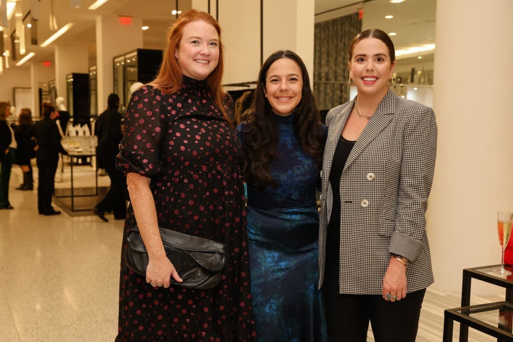 Mary Crawford, AGN Co-Chair Frances Lummis, Gillian Sarofim at the Contemporary Arts Museum Houston's Another Great Night preview.