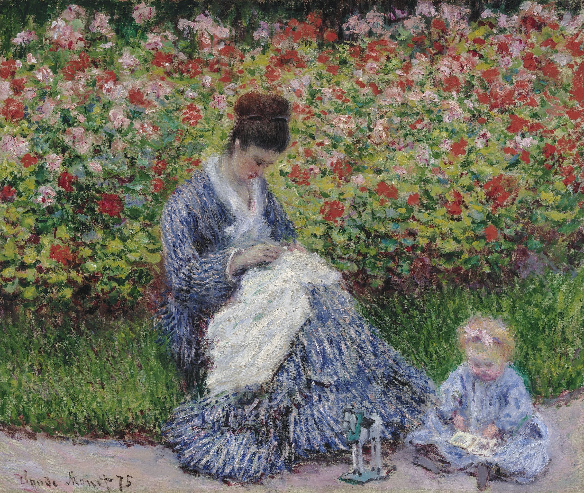 Monet, Camille Monet and a Child in the Artist’s Garden in Argenteuil, 1875
