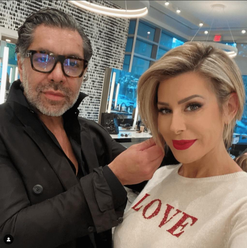 Dominique Sachse's latest Instagram Post with hair stylist to the stars Ceron at his namesake salon in Houston. (Instagram photo) (Photo by TK Images)