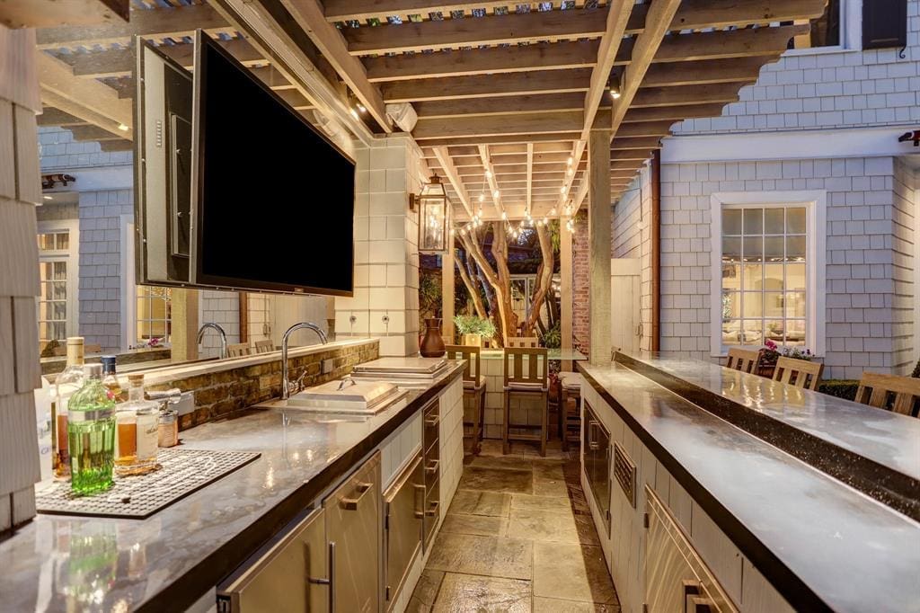 The fully-equipped outdoor kitchen at 1821 Sharp Place. (Photo by TK Images)