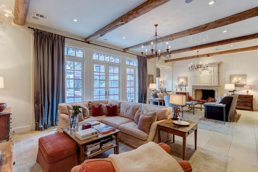 The expansive living room at 1821 Sharp Place (Photo by TK Images)