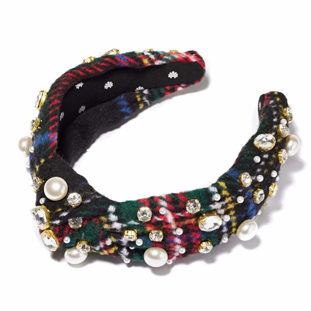 Lele Sadoughi's plaid crystal and pearl headband is perfect gift for any headband lover.