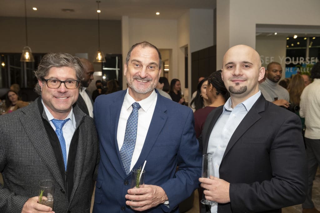Bled Dizdari, Armin Deutsch, Steve Pierce attend the Residences at The Allen and Thompson Hotel beam signing and celebration. (Photo by Anthony Rathbun)
