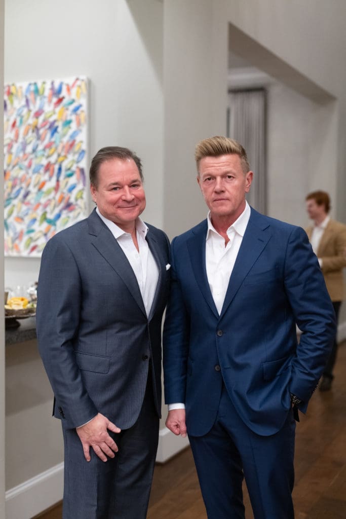 Edward Ondarza, Sergei Levtsuk at a private collector's party celebrating the opening of artist Christopher Martin's gallery in the Upper Kirby District's Gallery Row in Houston. (Photo by Daniel Ortiz)