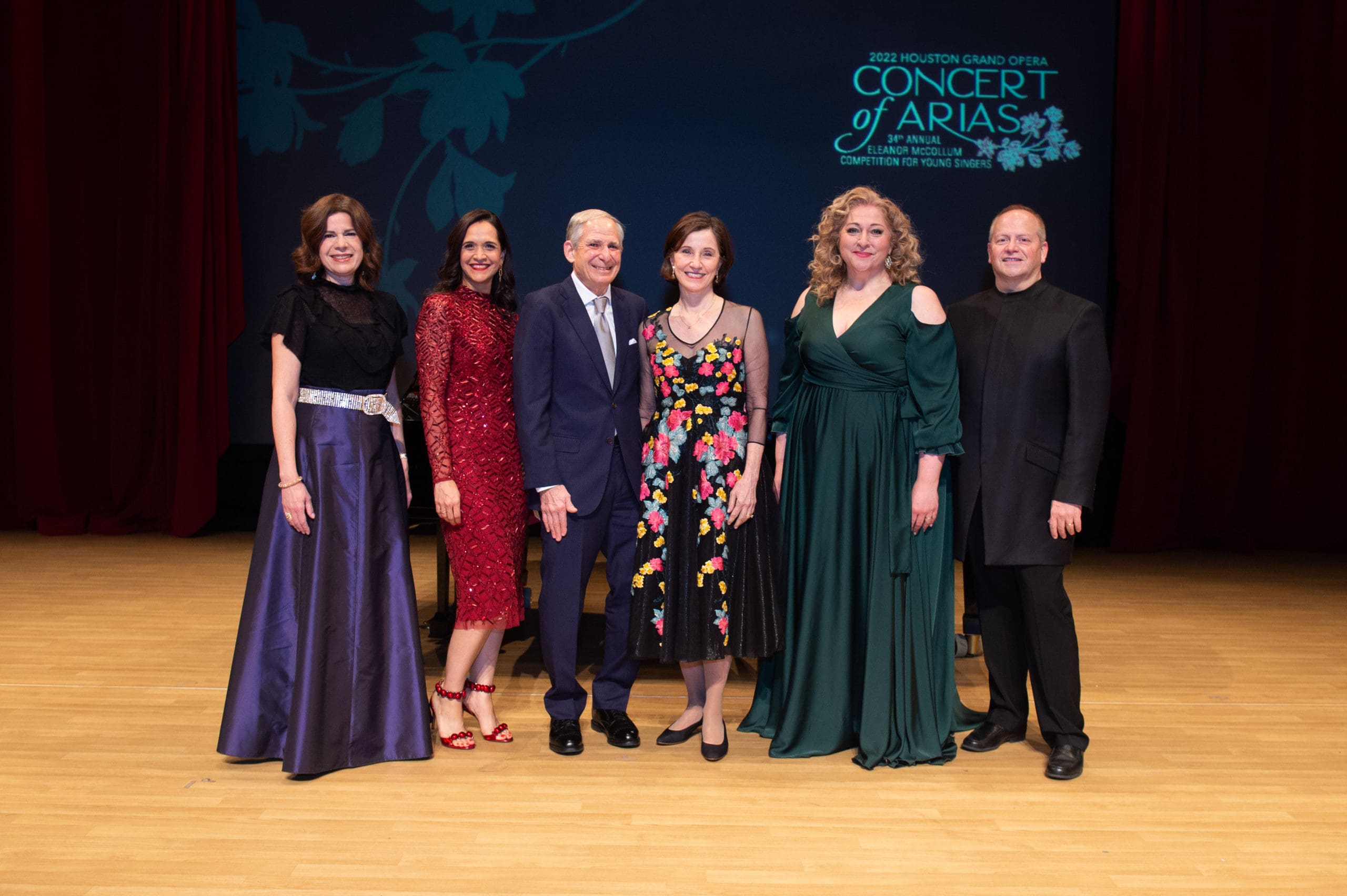Event Chairs Drs. Jack Roth and Liz Grimm with judges Ana Maria Martinez, Khori Dastoor, Christine Goerke, Patrick Summers