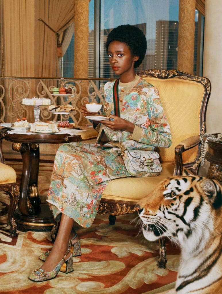 gucci tiger silk dress NEW GUCCI Silk Dress-PreFall Collection - Flower Print/Tiger print SIZE 48