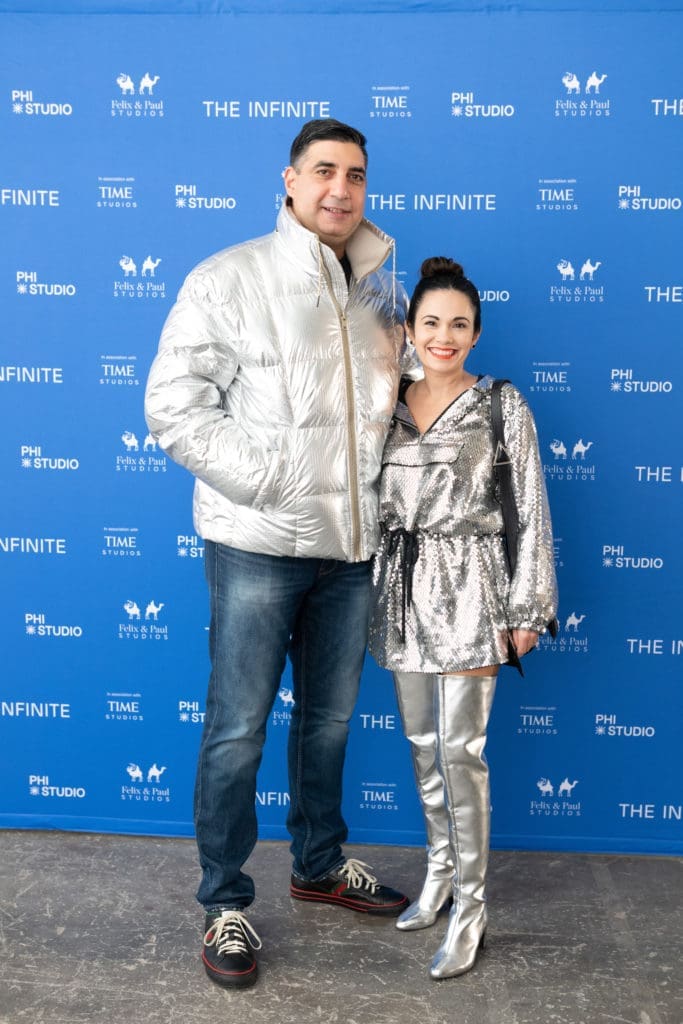 George & Michelle Leal Farrah dressed for space at the party celebrating 'The Infinite' VR trip aboard the International Space Station.