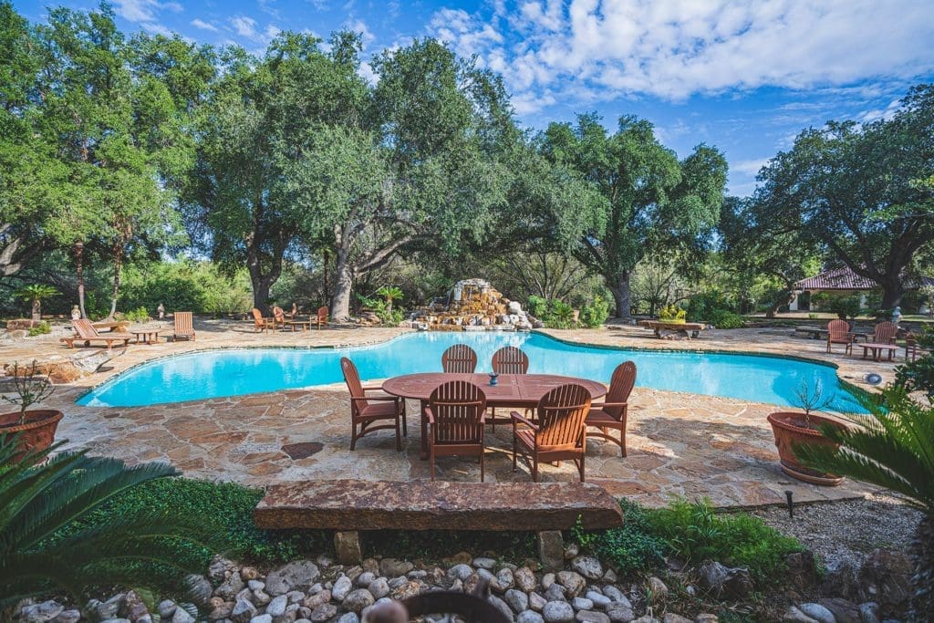 The 12,000 square feet of outdoor entertaining area at Crawford Ranch.