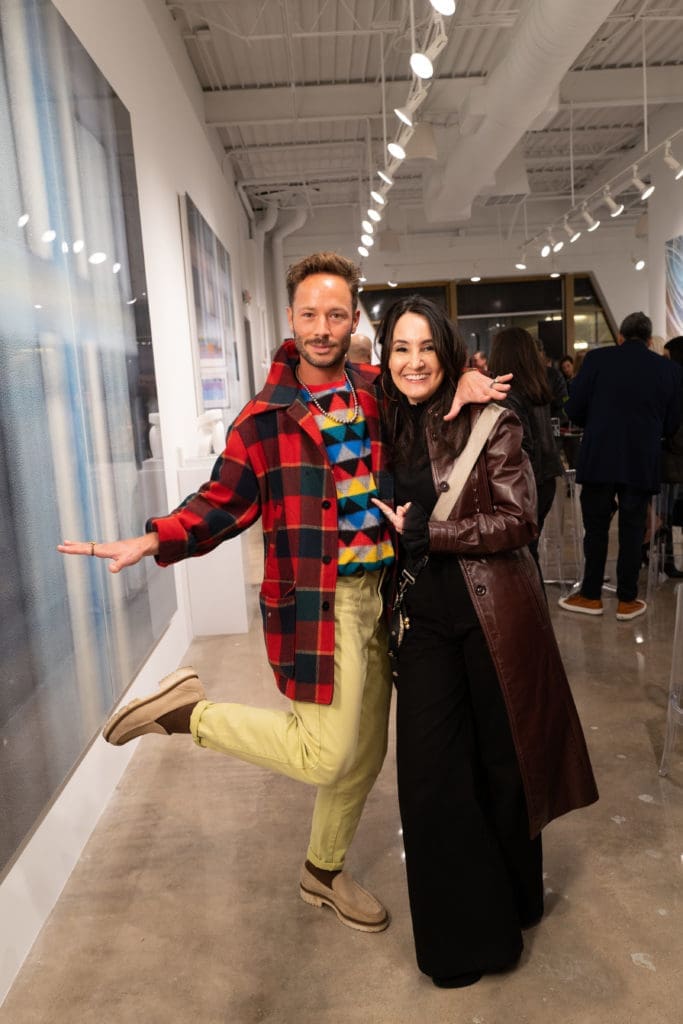 Oliver Halkowich, Amy Johnston at the opening of artist Christopher Martin's gallery in the Upper Kirby District's Gallery Row in Houston. (Photo by Daniel Ortiz)
