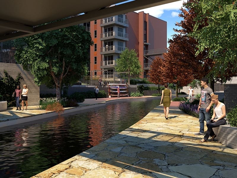 The promise of a livable Riverwalk has been the goal of the Trinity River Vision since 2003. Here is a rendering of Panther Island Canal. 