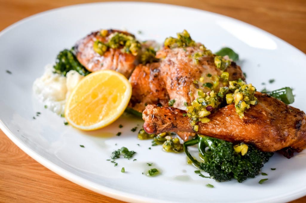 Daily Gather menu in CityCentre includes rotisserie chicken. (Photo by Sabrina Miskelly)