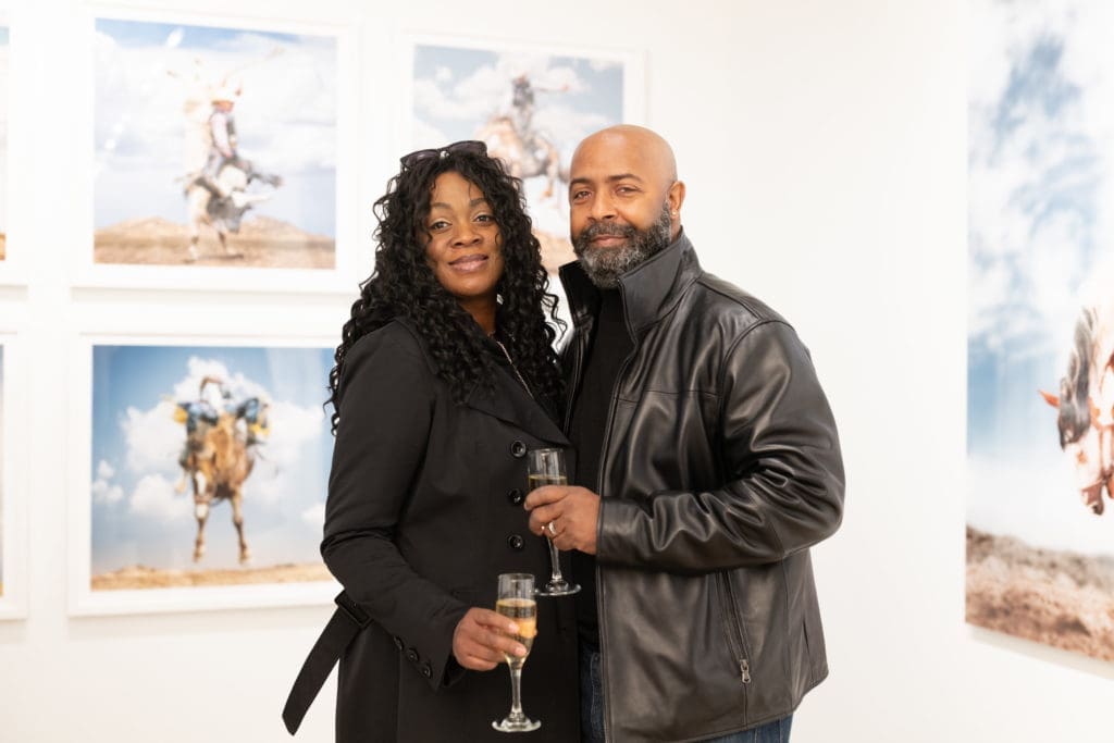 Tanya & Phil Muldrow at the opening of artist Christopher Martin's gallery in the Upper Kirby District's Gallery Row in Houston. (Photo by Daniel Ortiz)