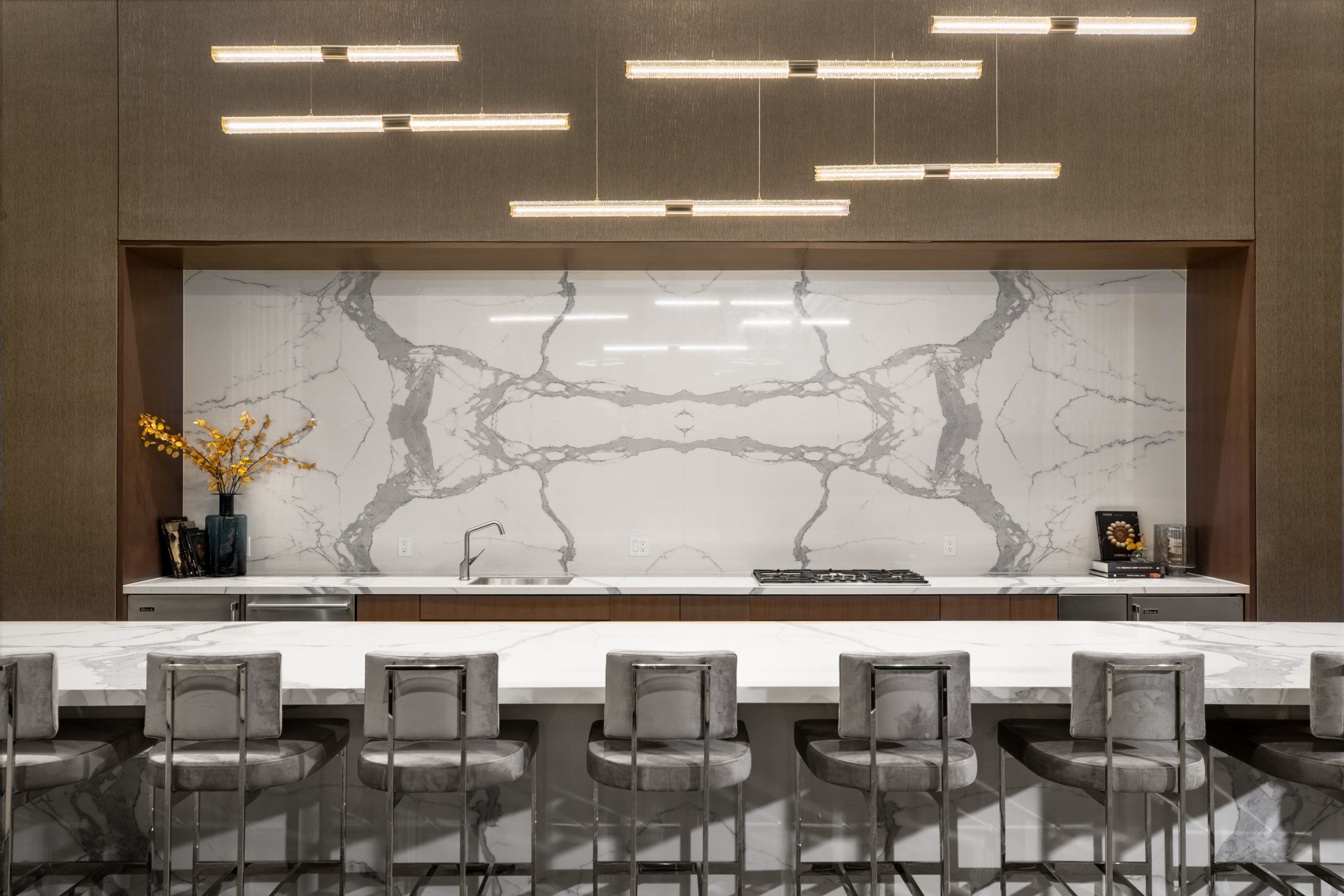 The Allen, one of three demonstration kitchens and bars in The Sterling at Regent Square, a project of GID Development Group.