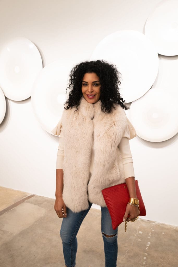 Ursaline Hamilton at the opening of artist Christopher Martin's gallery in the Upper Kirby District's Gallery Row in Houston. (Photo by Daniel Ortiz)