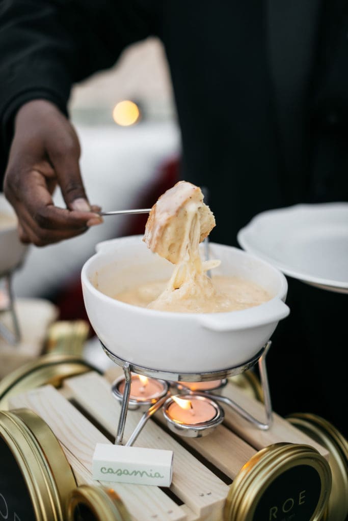 Fondue, a perfect aprés ski indulgence, served in Casamia's ceramic sets. (Photo by Rebecca Patton of Beckley)