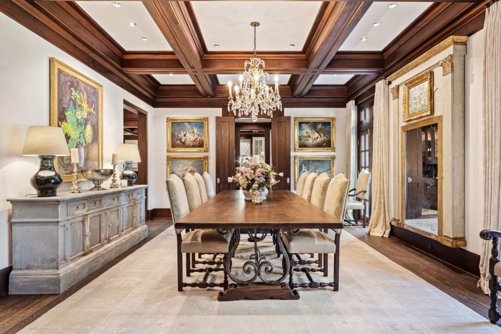 The formal dining room in the Frances and Tony Buzbee home at 1722 River Oaks Boulevard.  (Photo by Courtesy of Josh Gremillion for Douglas Elliman)    
