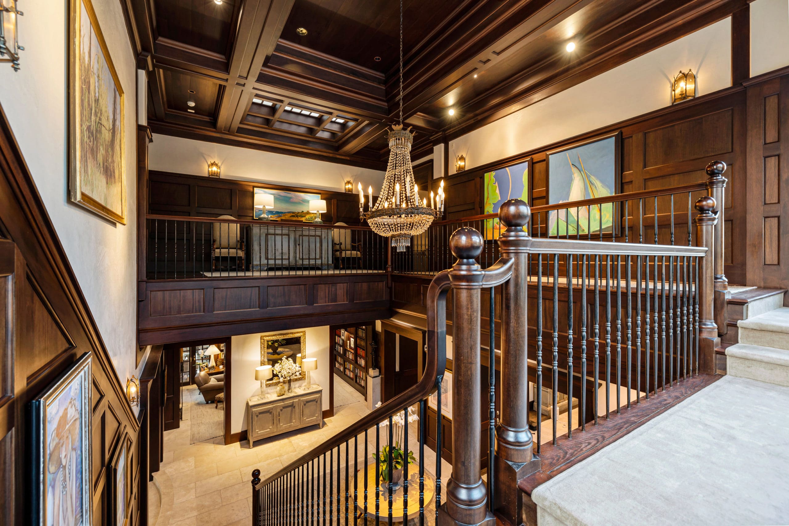 Rich mahogany millwork accentuates the Frances and Tony Buzbee home at 1722 River Oaks Boulevard. (Photo by Courtesy of Josh Gremillion for Douglas Elliman)