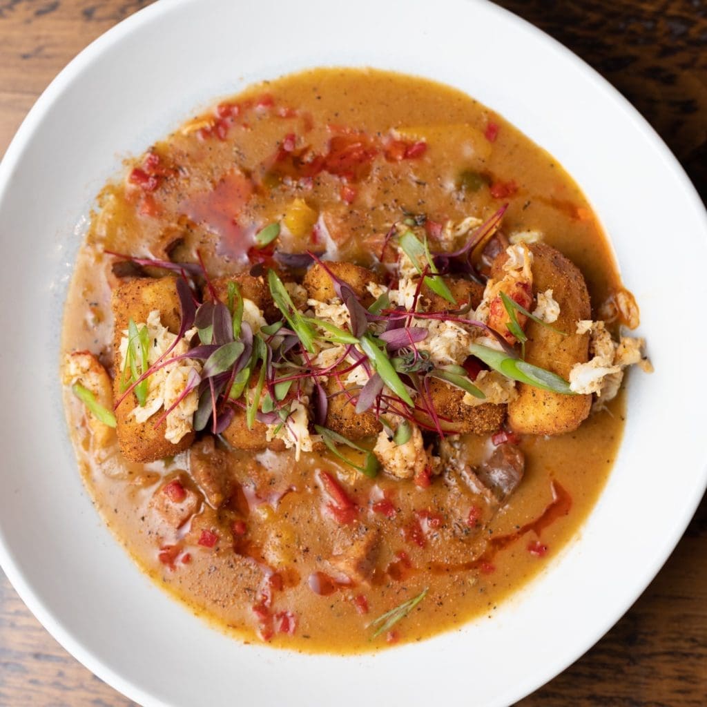 Savoir in the Heights' blackened gnocchi topped with crawfish (Photo courtesy of Savoir)