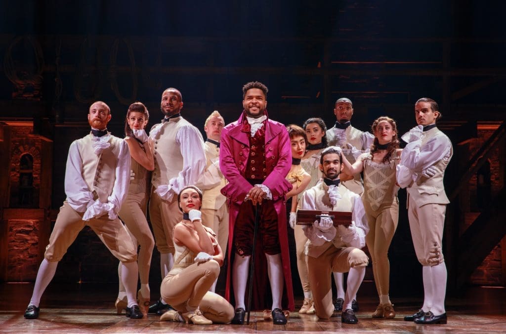 The cast of Hamilton.  (Photo by Joan Marcus)
