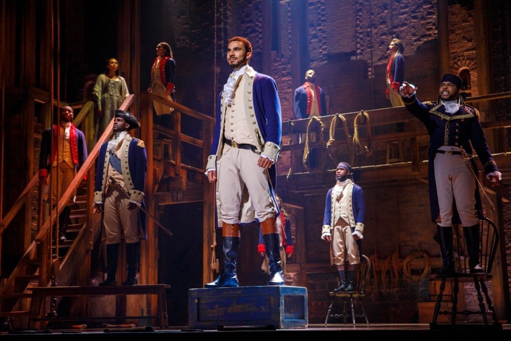 Hamilton is creating waves at the Hobby Center.  (Photo by Joan Marcus)