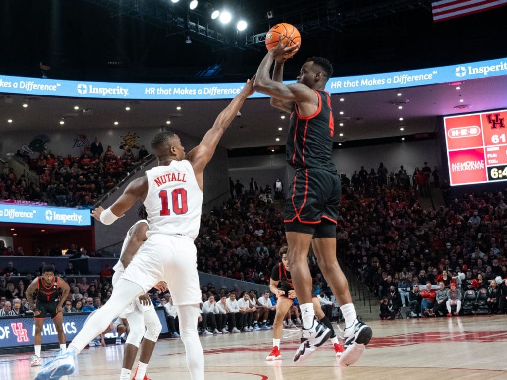 University of Houston wing Taze Moore can be an effective jump shooter. (Photo by F. Carter Smith)