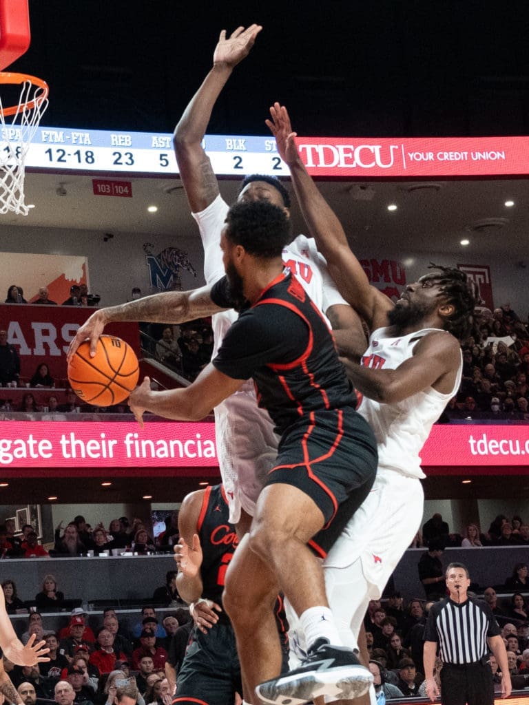 University of Houston guard Kyler Edwards can create for his teammates. (Photo by F. Carter Smith)