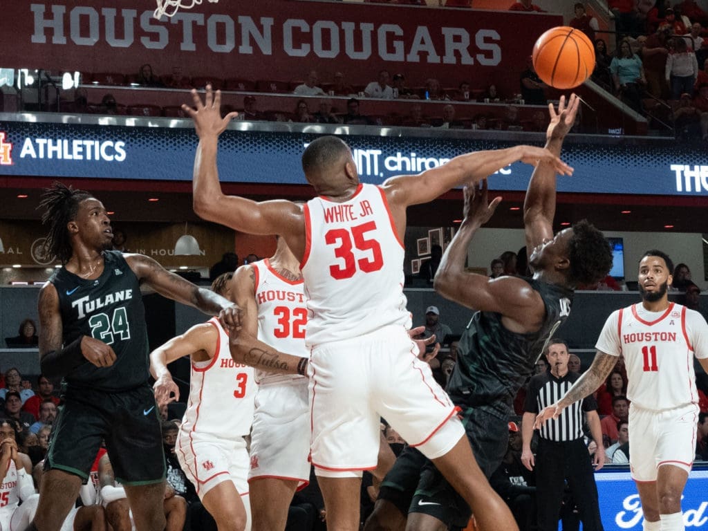 University of Houston forward Fabian White Jr. has raised his game, just one season after ACL surgery. (Photo by F. Carter Smith)