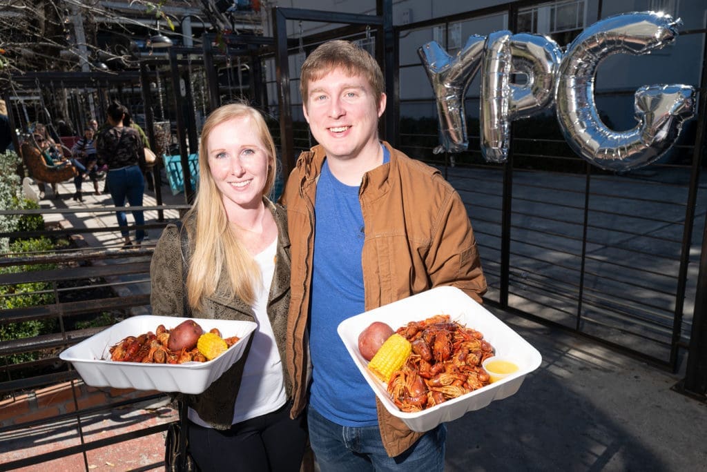 Kelsey Perkins, Jacob Gilreath at the Crawfish for a Cause fundraiser. (Photo by Daniel Ortiz)