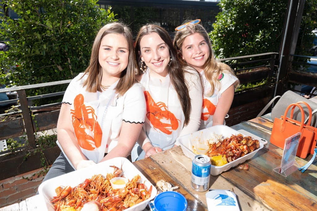 Liza Crawford, Kalen Wootan, Daniella Sanchez at the Crawfish for a Cause fundraiser. (Photo by Daniel Ortiz)