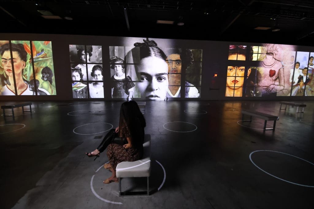 The Lighthouse Exhibition space is brought to life with projections of Frida Kahlo's work and life story. (Photo by Quy Tran)