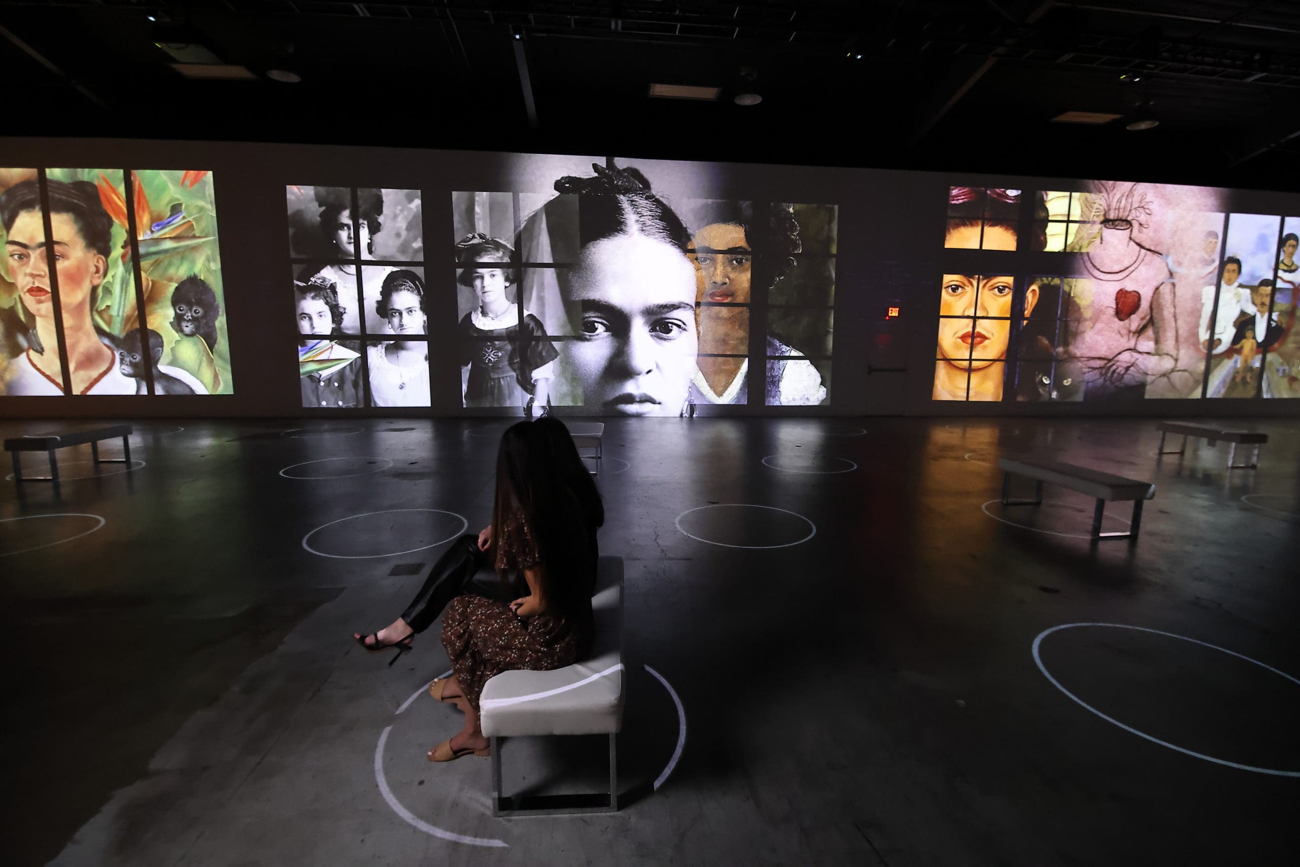The Lighthouse Exhibition space is brought to life with projections of Frida Kahlo's work and life story. (Photo by Quy Tran)