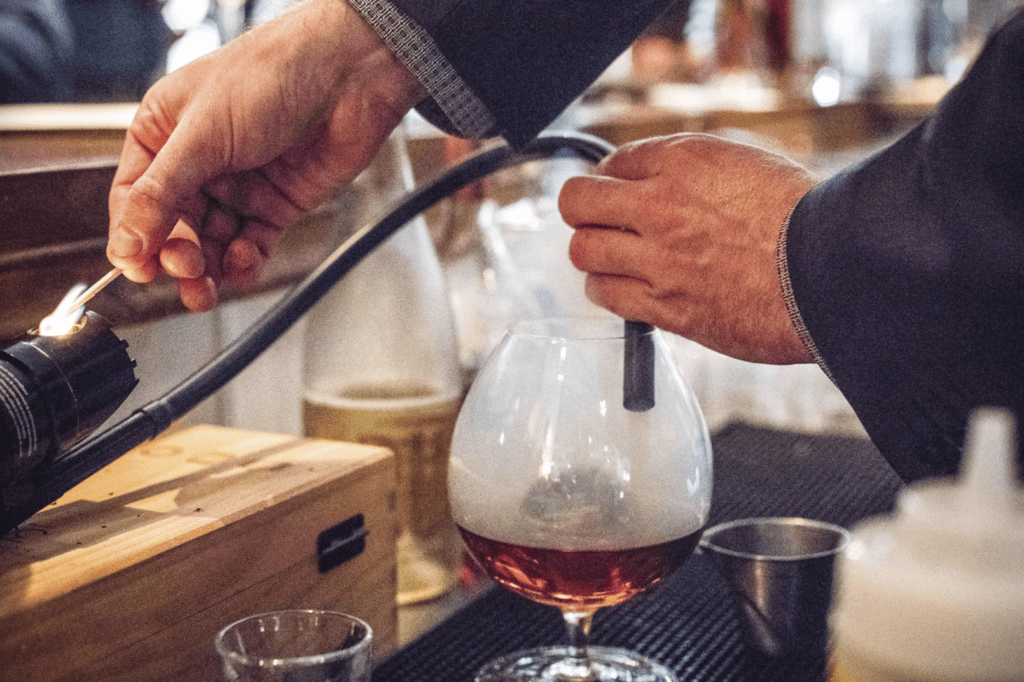 A smoked Old Fashioned off Permission's "secret" menu of elaborate cocktails. (Courtesy of Permission Whiskey & Service Co.)