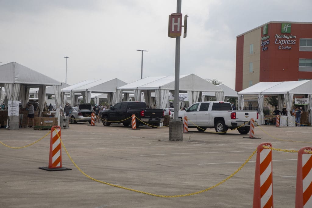 A neighborhood super site distribution at Cypress Outlet Mall was set up with the Houston Food Bank in collaboration with Cy Hope during the start of the pandemic. (Photo: The Houston Food Bank)  (Photo by The Houston Food Bank)