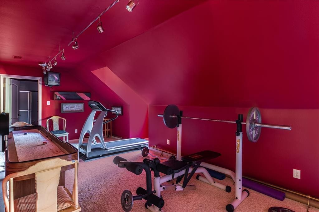 The utility room fashioned as an at-home gym. 