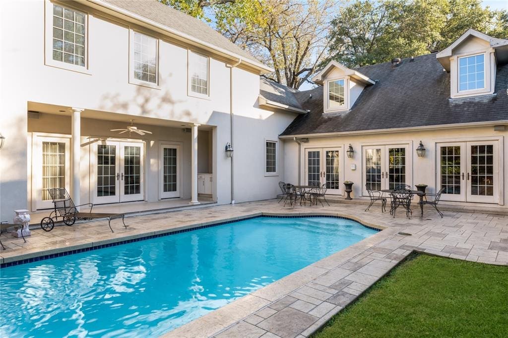 A saltwater pool connects the patio to all the home's outdoor areas. 