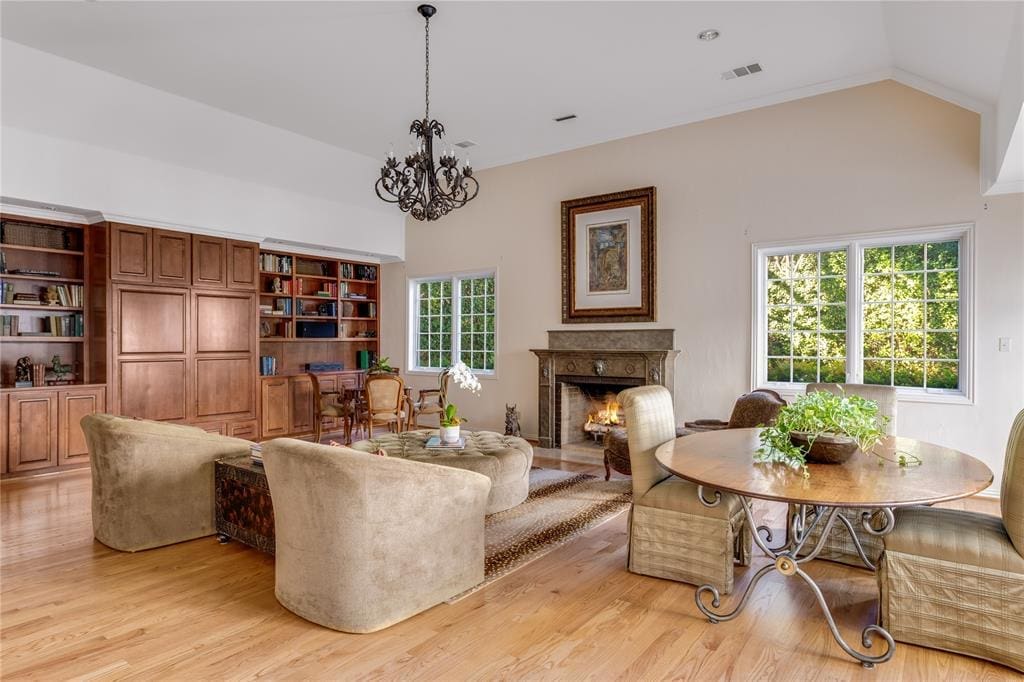 Vaulted ceilings make the main living area feel grand. 