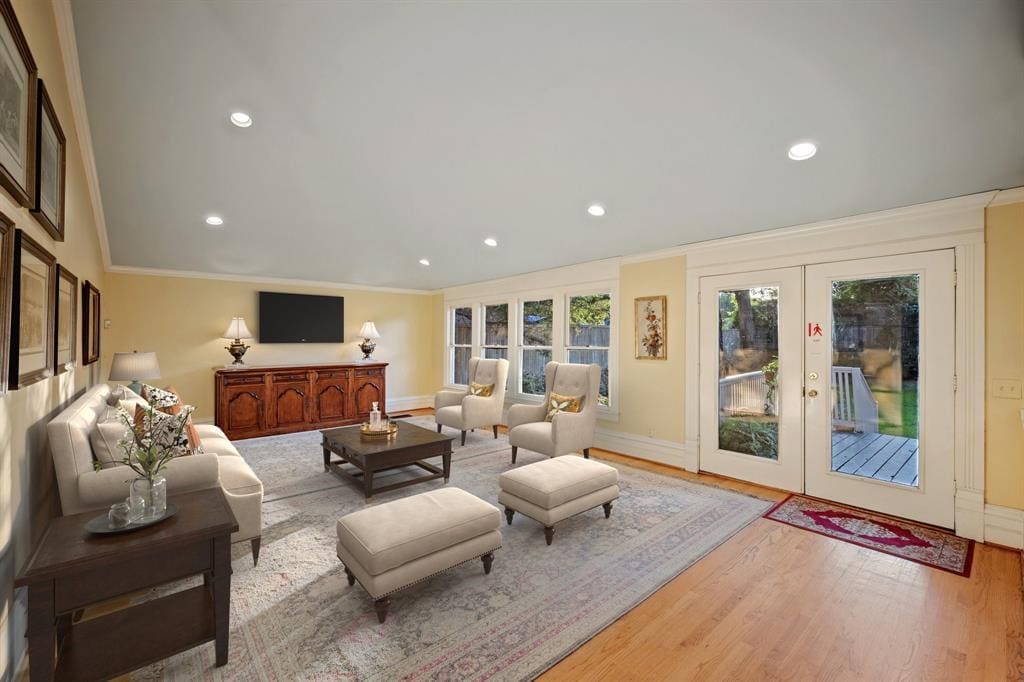 Aa sunny family room, which could also be converted into a dining room just off the chef's kitchen.  
