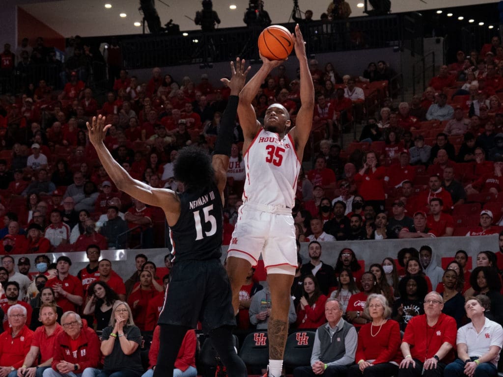 University of Houston forward Fabian White Jr. has turned himself into a good shooter. (Photo by F. Carter Smith)