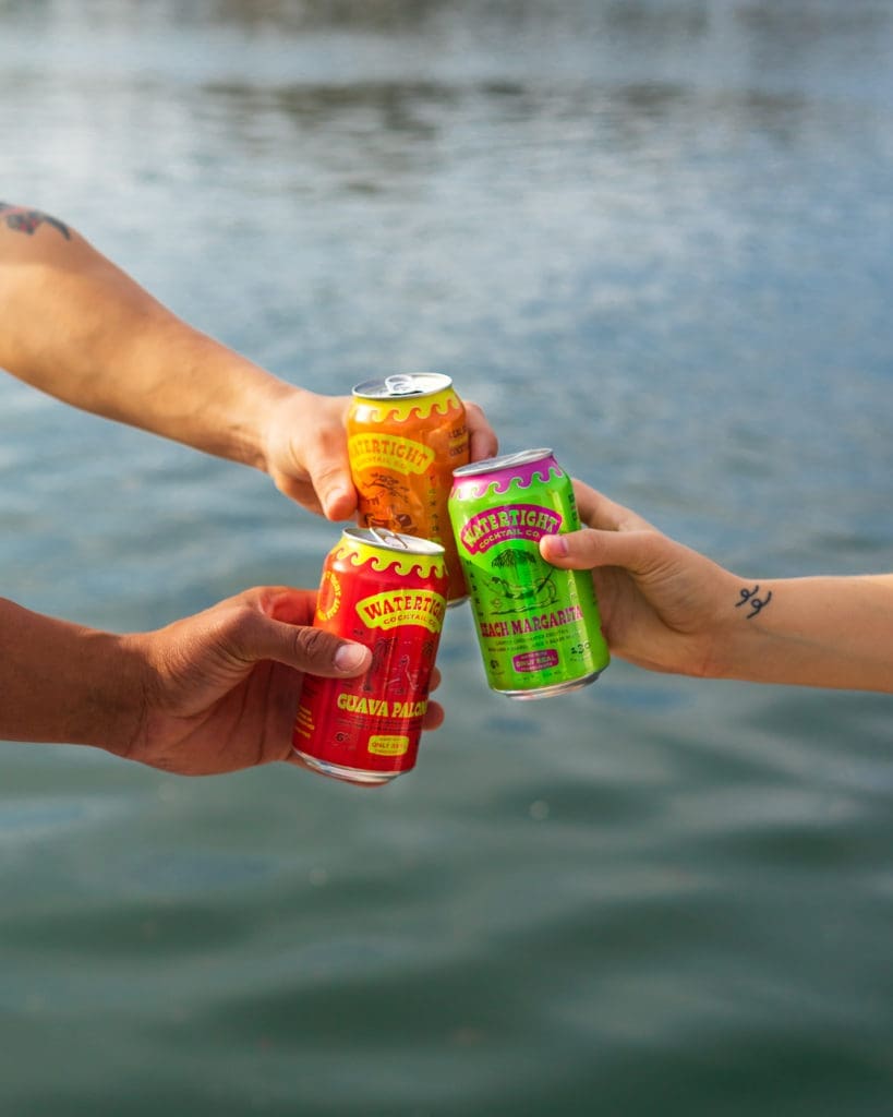 The Austin-based, Watertight Cocktail Company has just premiered three  different cocktails in a can. (Photo by Dani Parsons)
