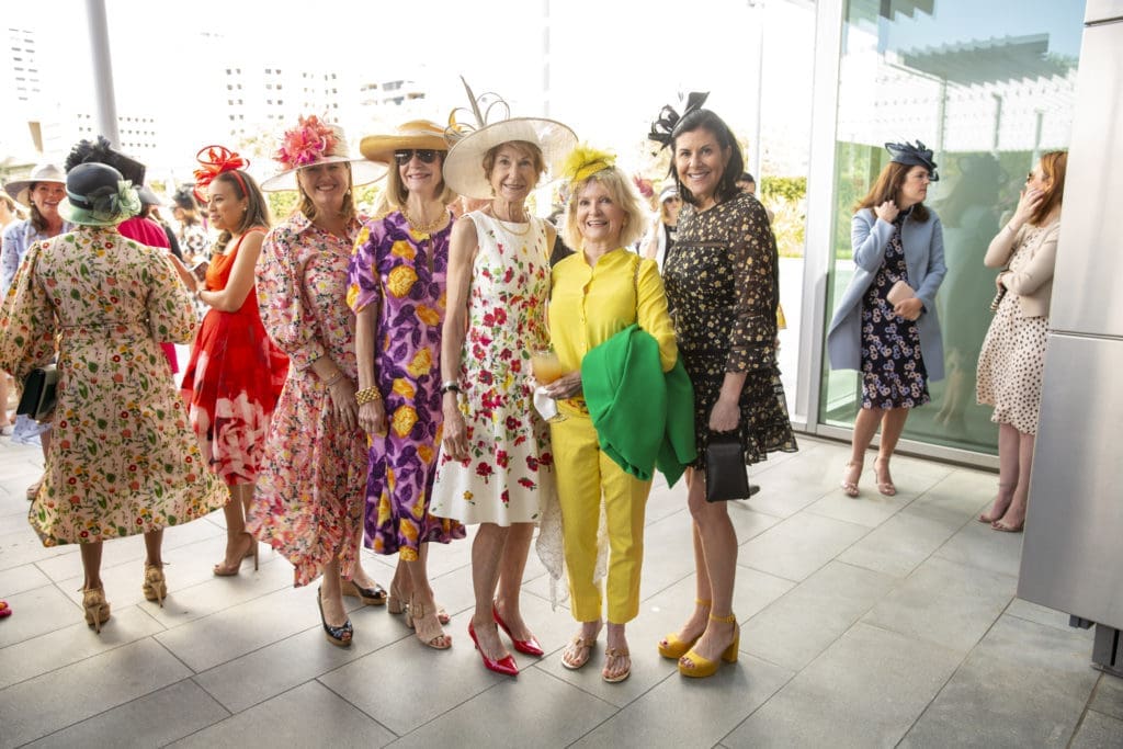 Anne-Laure Stephens, Kim Tutcher, Laura McWilliams, Cora Bess Meyer, Heather Watters at Hermann Park Conservancy's Hats in the Park luncheon (Photo by Jenny Antill)