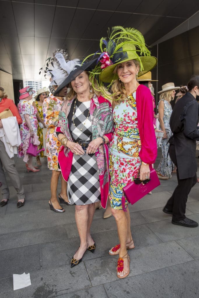 Denise Monteleone, Jana Arnoldy at Hermann Park Conservancy's Hats in the Park luncheon (Photo by Jenny Antill)