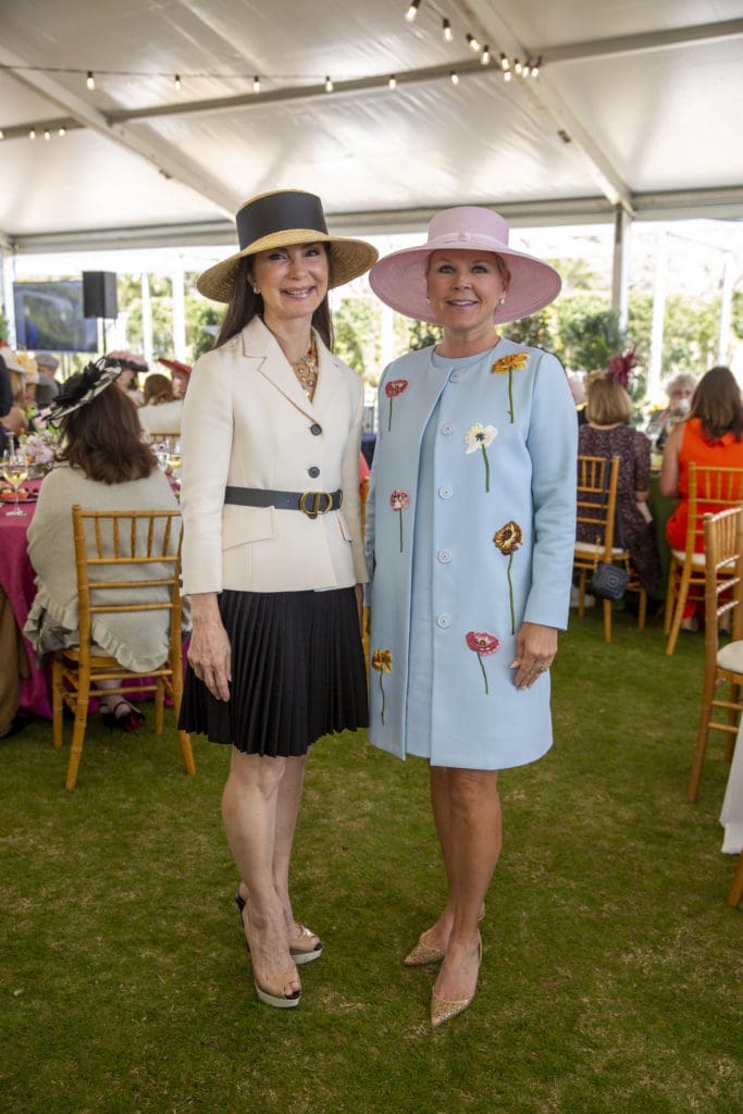 Cynthia Petrello, Mindy B. Hildebrand at Hermann Park Conservancy's Hats in the Park luncheon (Photo by Jenny Antill)