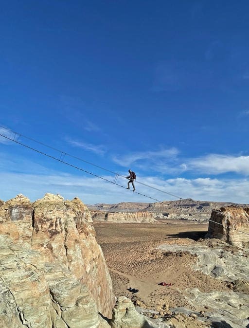 Part of the Via Ferrata experience is the Cave Peak Stairway, a 120 step installation raising 400 feet. (Photo courtesy of Amangiri)