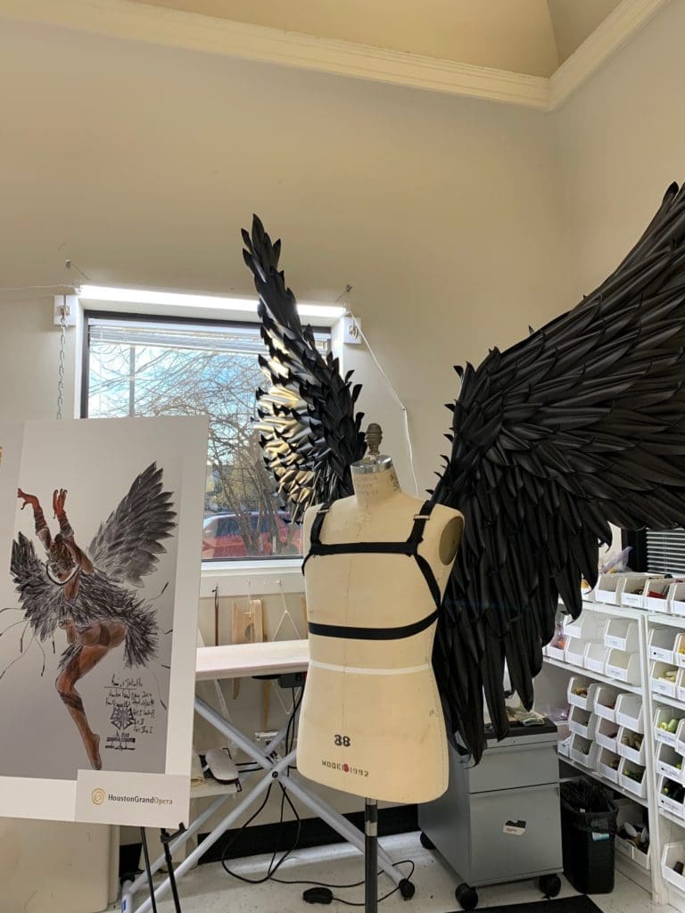 A set of wings created for the 21-22 season closing production of Gounod’s Romeo and Juliet. (Photo by Tarra Gaines)